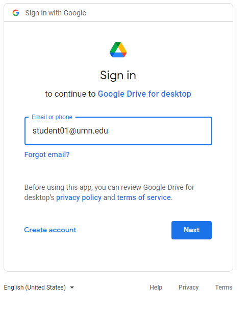 Google Drive Sign In