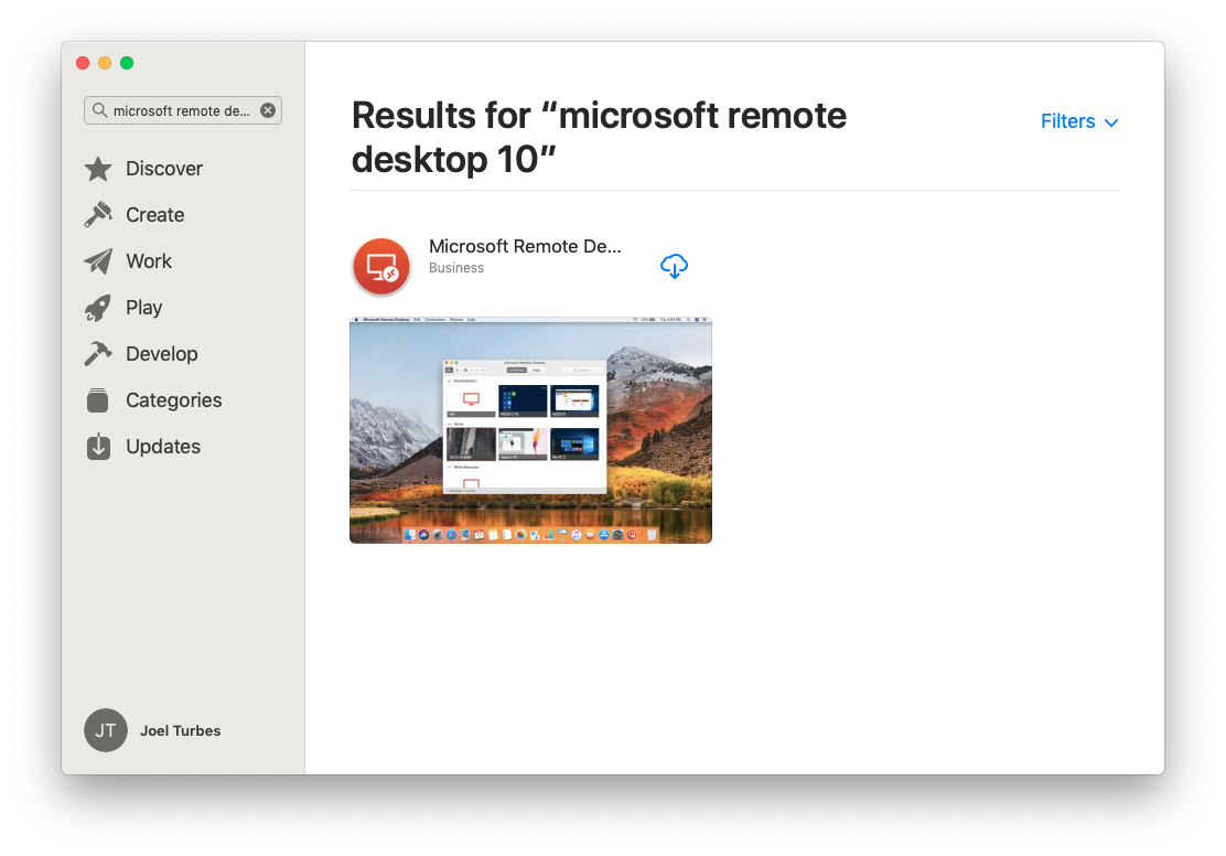 OS X Remote Desktop v10 Search App Store