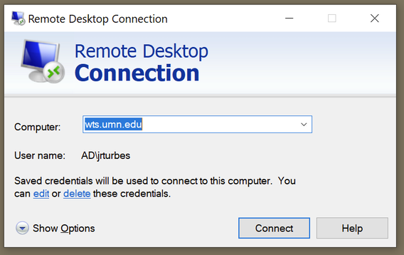 Screenshot "Remote Desktop Connection"
